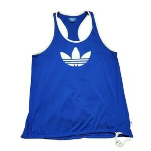Adidas Originals women's size XL retro blue track tank top drawstring hem
